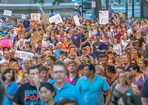 Marching in Washington, D.C., in solidarity with Charlottesville, Virginia