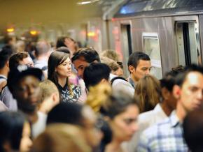 The morning commute on New York City public transit