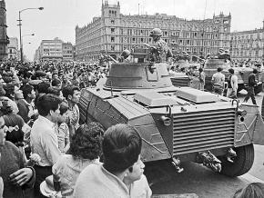 Mexican troops confront student activists in the lead-up to the Tlatelolco massacre